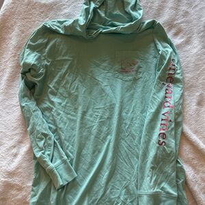 Vineyard Vines Aqua Shirt with Red Whale Logo